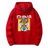 2026 Year of the Horse Red Hooded Sweatshirt - Men's Loose-Fit, Thin, Plus Size Outerwear, Class Uniform