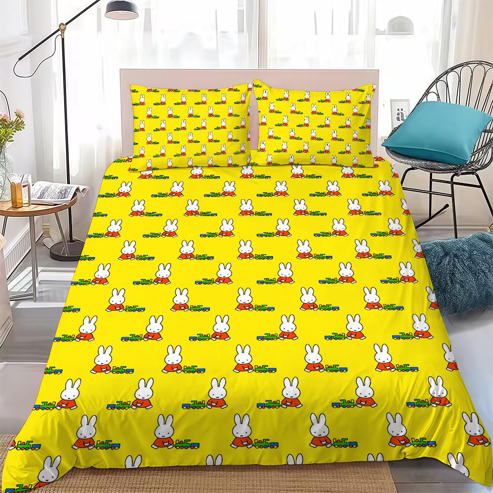 Cute M-Miffy Duvet Cover Set Home Style Bedding Soft Laundry Cotton Bed 3 Piece Set Student Dormitory Gift