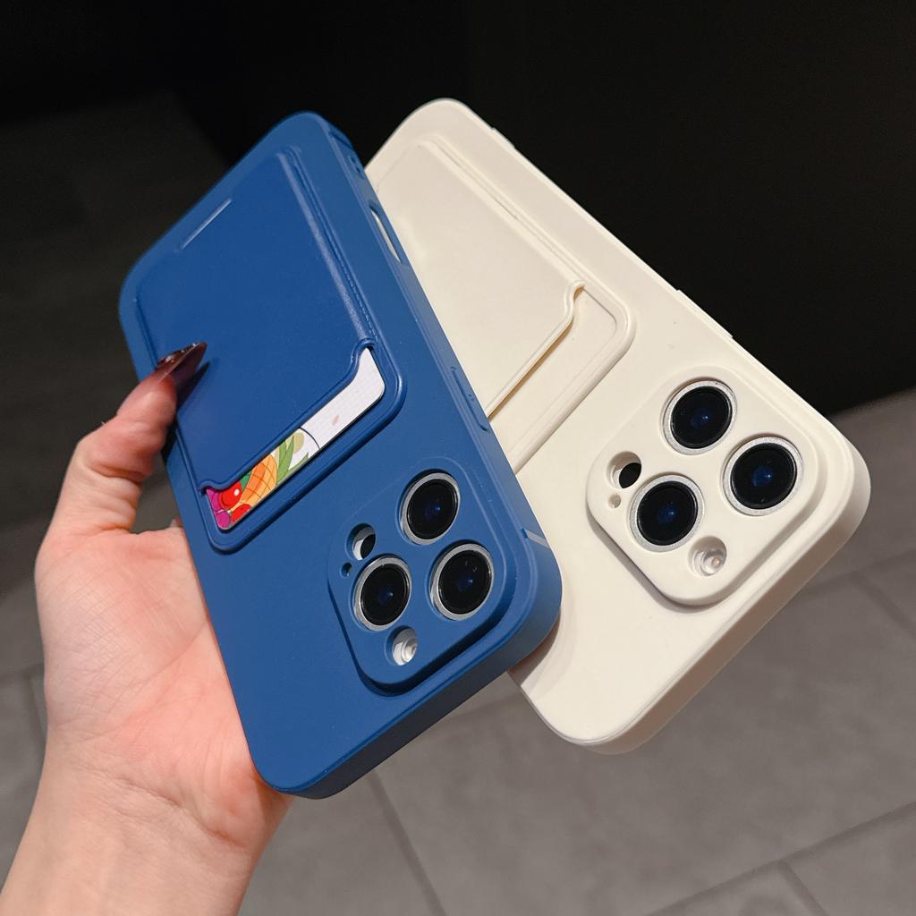 with card holder phone case for iphone 16 13 14 12 11 15 17 pro max soft Silicone cover for iphone x max funda Camera protection