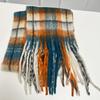 Autumn and winter new trend warm thickened comfortable contrasting color multi-color plaid fringed scarf scarf women