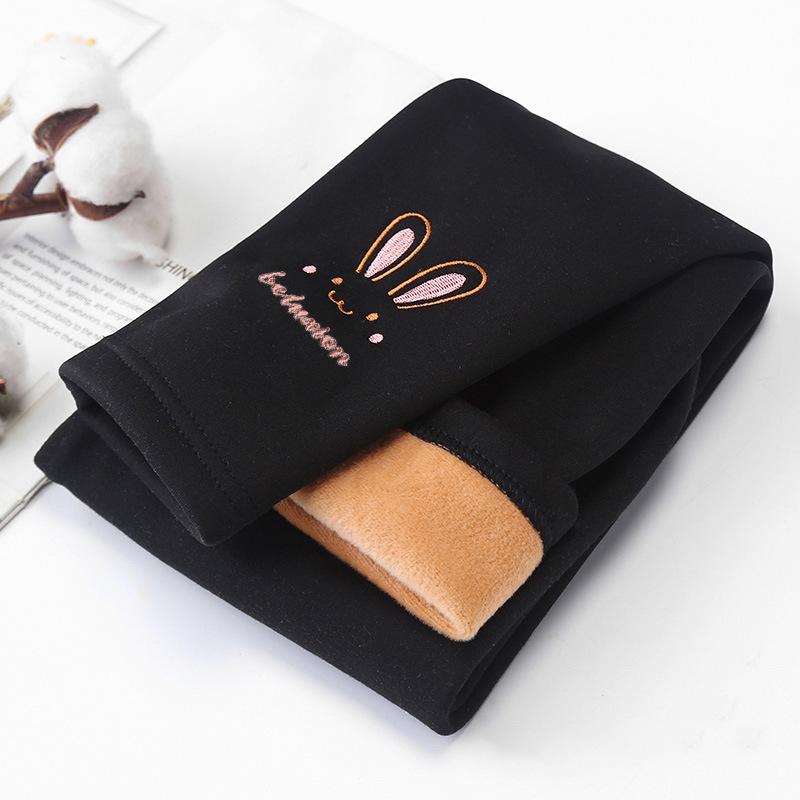 Girls' Fleece-Lined Cartoon Leggings: Warm, Slim Fit Pants for Babies, Small To Medium Size, Autumn/Winter Collection