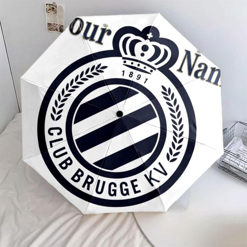 1 PC Automatic Folding Umbrella - Club Brugge KV Custom Name Pattern, Portable & Foldable Design with 8 Ribs, Christmas Birthday Gifts