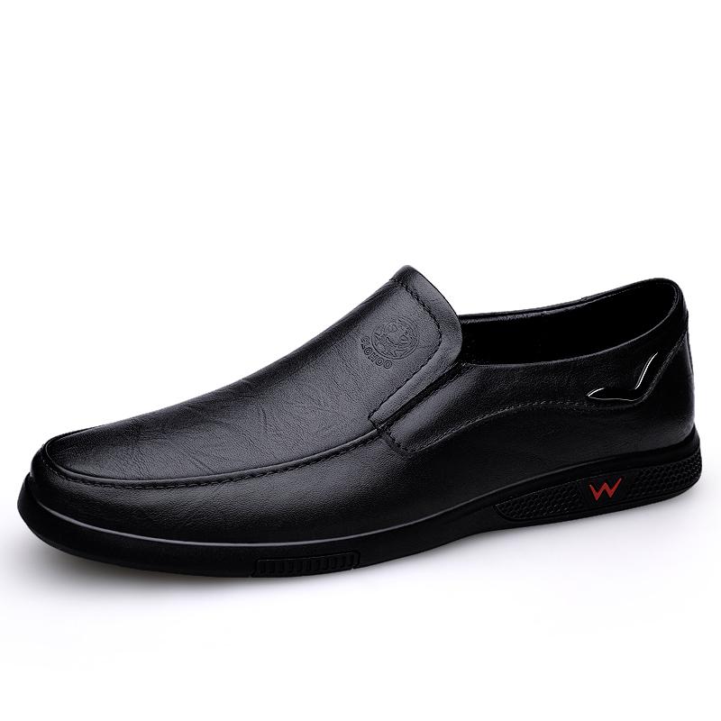 Handmade Men's Shoes Business Leather Shoes Rubber Sole Loafers Slip on Male Casual Shoes Work Office Shoe Black Flat Dress Shoe