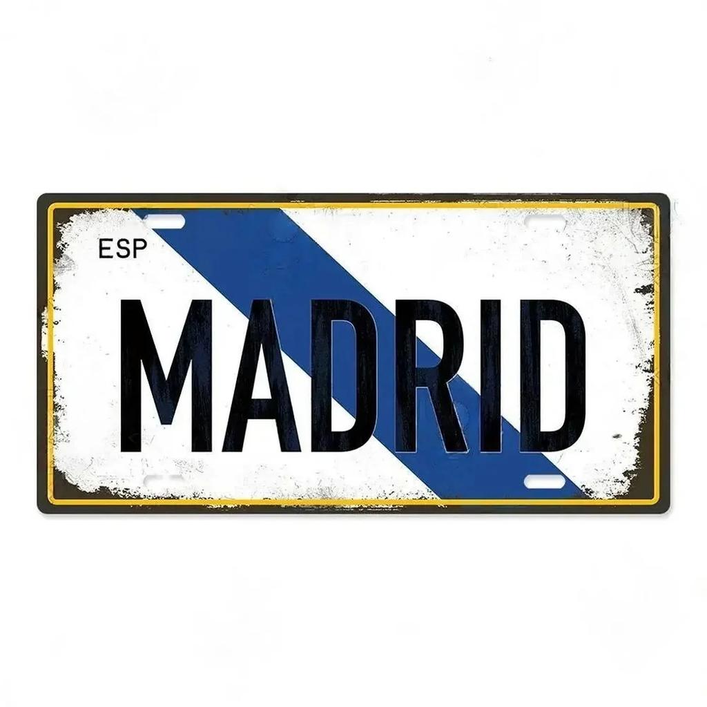 Paris Madrio Milan Munich Metal Tin Signs Vintage Plaque Auto License Plate Embossed Tag Garage Bars Pubs Clubs Home Wall Decor