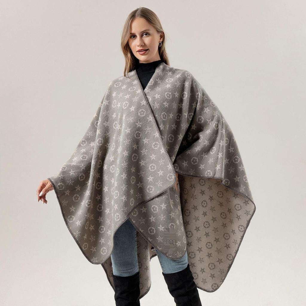 New Yunnan Ethnic Style Double-Sided Shawl: Versatile Warm Cloak Scarf for Women