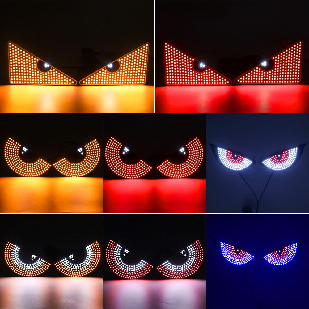2Pcs Car LED Decorative Light Devil's Eye Strobe USB Red Plug-in Devil Eye Atmosphere Lamp Rear Warning Lamp for Car Windshield