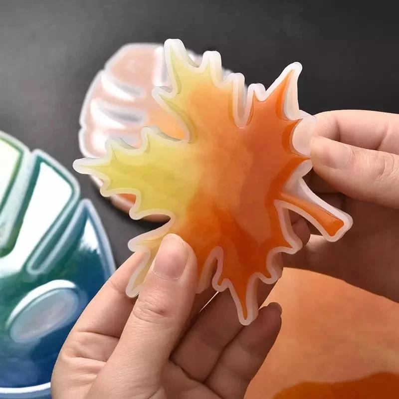Diy Crystal Glue Silicone Mold Coaster Mold Leaf Maple Leaf Diamond Handmade Mirror