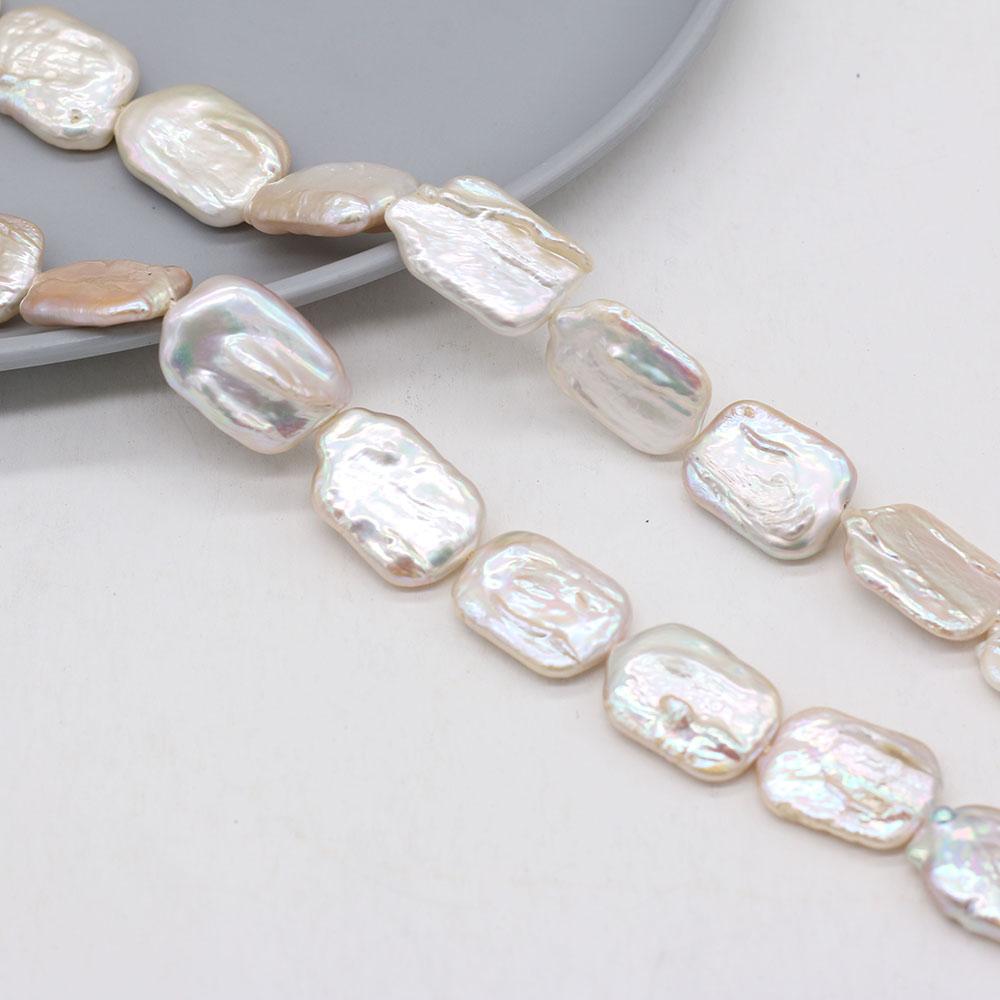 1String, Baroque Natural Freshwater Pearls, 15-22mm White Rectangle Pearl Beads for Jewelry Making DIY Crafts, Birthday Wedding Gifts, 36cm