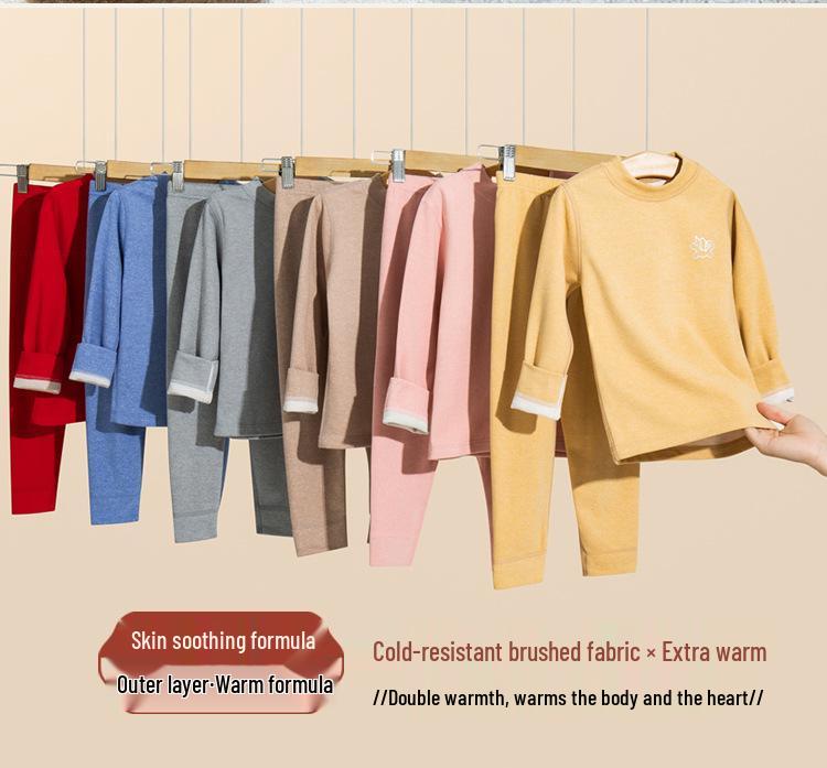 Children's Silk Warm Winter Pajama Set - Thickened Base Layer for Boys and Girls