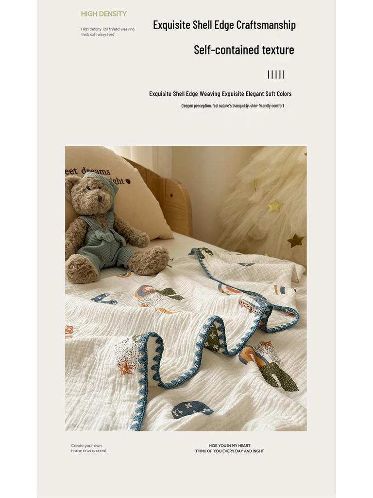 Class A Crinkled Gauze Cotton Children's Summer Quilt - Lightweight, Cooling, Machine Washable