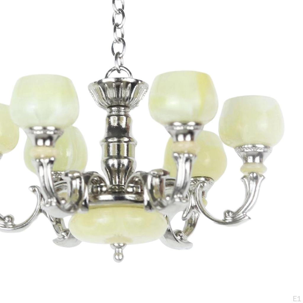1/12 Dollhouse 6 Arm Chandelier, Doll Accessories Decoration, Home Living Room Lighting Fixtures