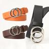 New Women's Cross-border Trend Double-circle Buckle Belt, Fashionable and Simple Women's Ins Wind Width Belt
