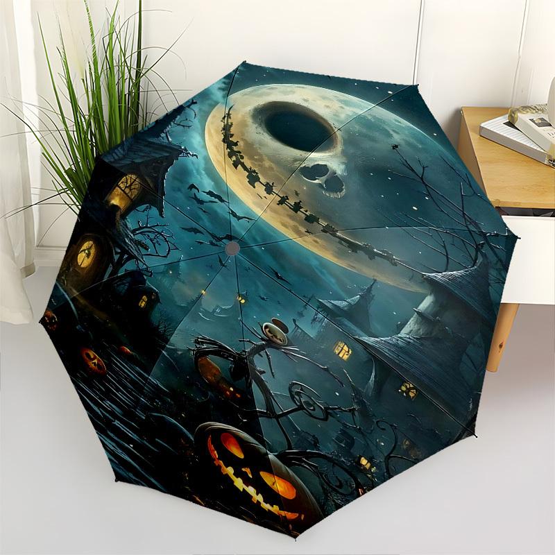 

Nightmare Before Christmas Themed Automatic Opening and Closing Umbrella, Brightly Colored 8-rib Portable Umbrella, Suitable for Men and Women