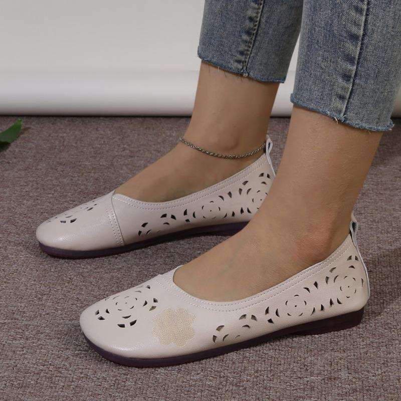Slip-on Round Toe Women's Flats Solid Hollow Women's Shoes On Sale 2025 High Quality Low Heels Concise Flats Sapatos Baixos