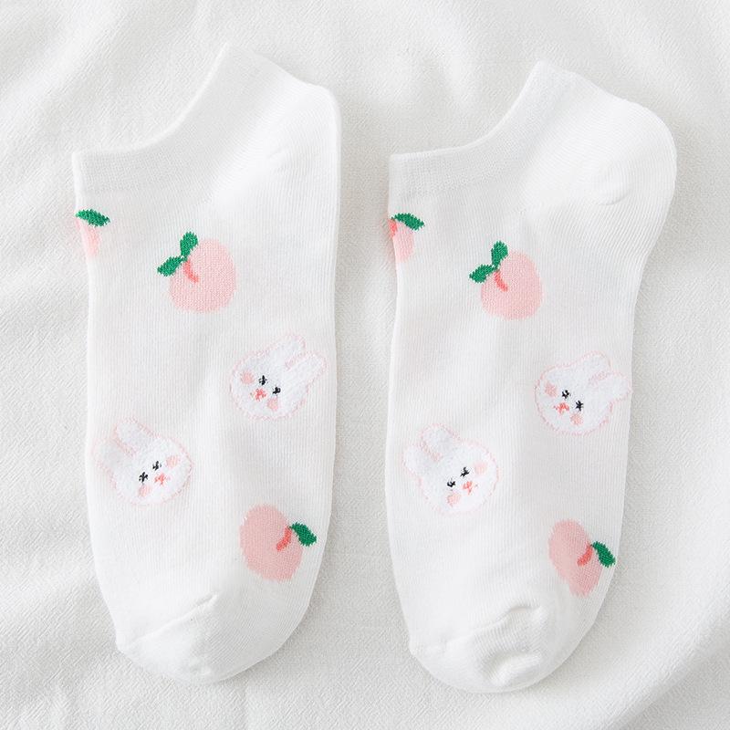 Women's Cartoon Fruit Cotton Low-Cut Socks - Trendy Thin Style for Spring/Summer