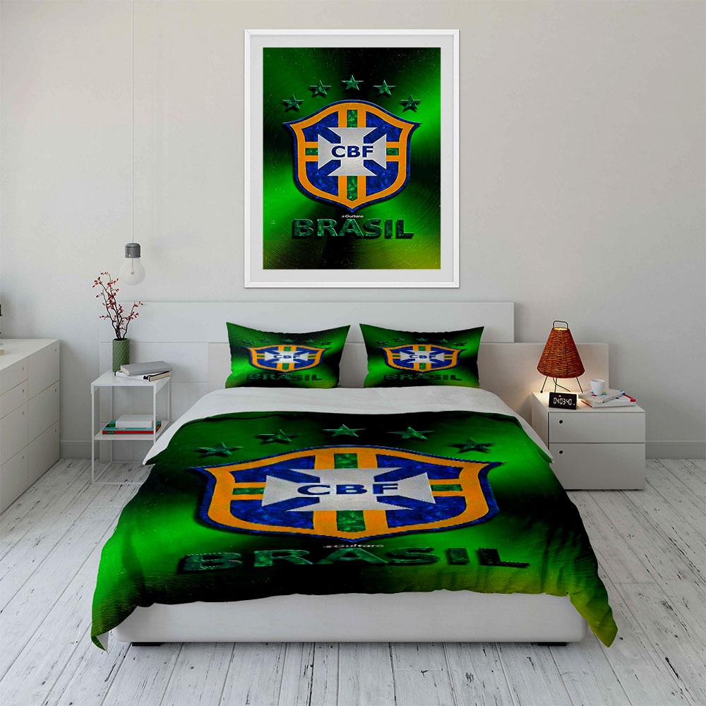 Brazil Football Crest Pattern. Bedding Sets Duvet Cover Sets Duvet Covers Pillowcases(1 * Duvet Cover 2 * Pillowcases, Without Duvet Insert)