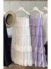 Women's High-Waist Ruffle Patchwork Skirt: Solid Color, Layered Long Hem for Spring/Summer 2026