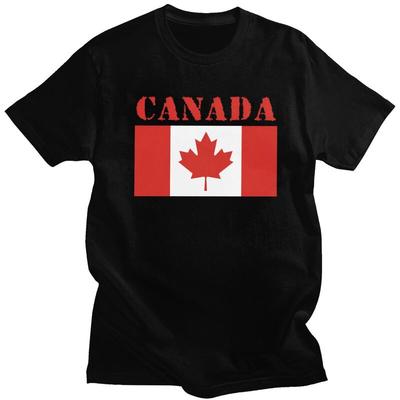 Individuelles Mode Kanada Flagge T-Shirt Herren Kurzarm T-Shirt Streetwear Tee Tops 100% Baumwolle Oversized T-Shirt Geschenk