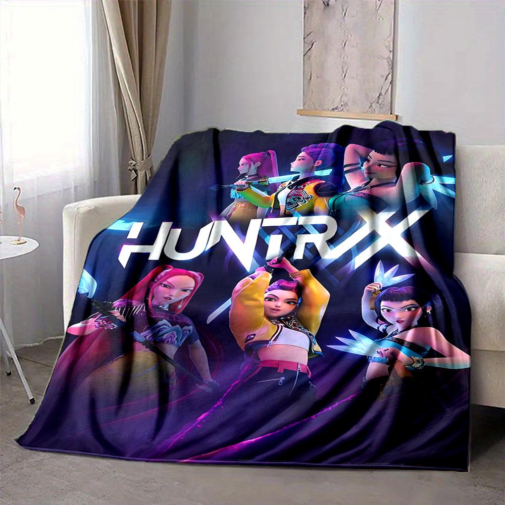 1pc Huntrix Soft Comfortable Blanket Digital Print, All Season Multipurpose Knit Fabric Bedding, Office, Sofa Home Decor Blanket