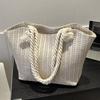 Premium Large Capacity Straw Woven Tote Bag - Stylish Versatile Thick Rope Shoulder Bag