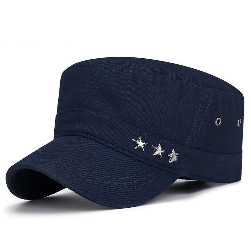 Vår Høst Metall Femstjerners Flat Hatt Menn Casual Justerbar Militær Caps Bomull Hær Solskjerm Hatt Trucker Snapback Baseballcaps