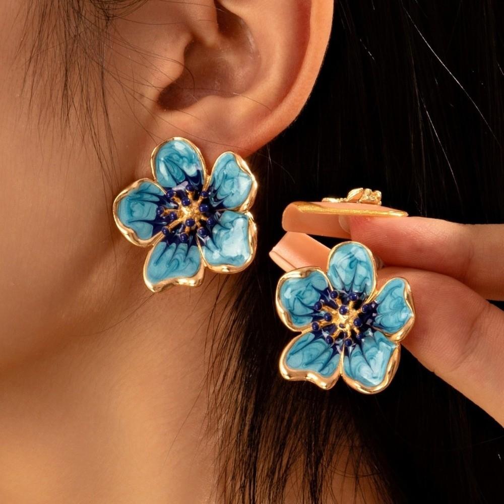 Colorful Floral Stud Earrings Enamel Drop Earrings Fairy Flower Earrings  Beach