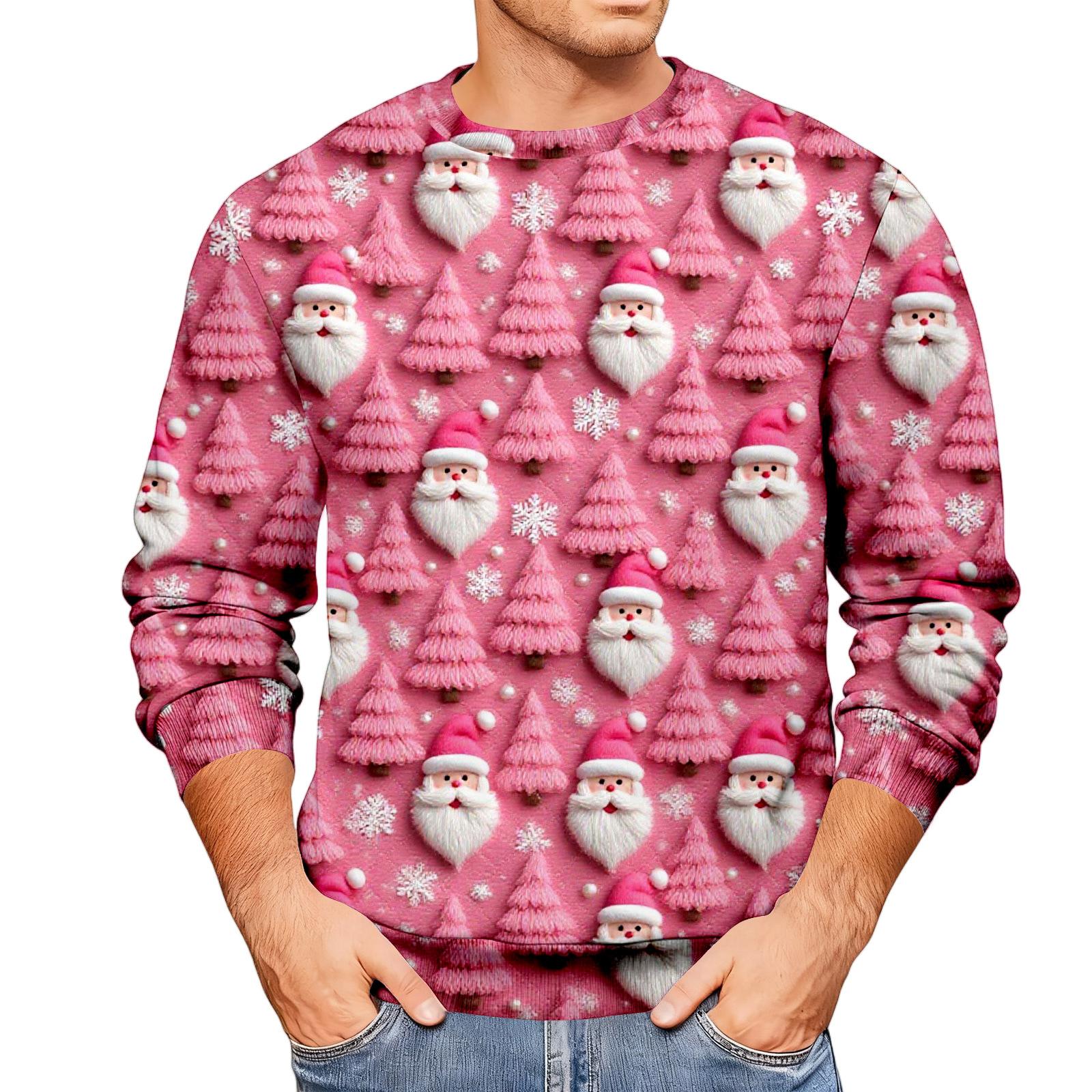 

Свободное мужское худи с рождественским принтом M розовый