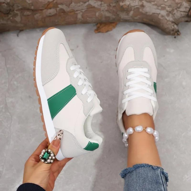 Fashion Outdoor Women's Shoes 2024 Lace Up Women's Vulcanize Shoes Women Sneakers Mixed Colors Round Toe Flat with Ladies Casual Shoes