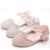 Mädchen Kristallschuhe Prinzessin High Heels Laufstegschuhe Mode Lederschuhe Kinder Sandalen mit geschlossener Zehe