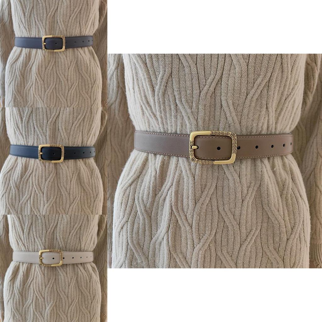 Genuine Leather Womens Cowhide Belt With Classic Alloy Buckle For Smart Casual And Office Looks