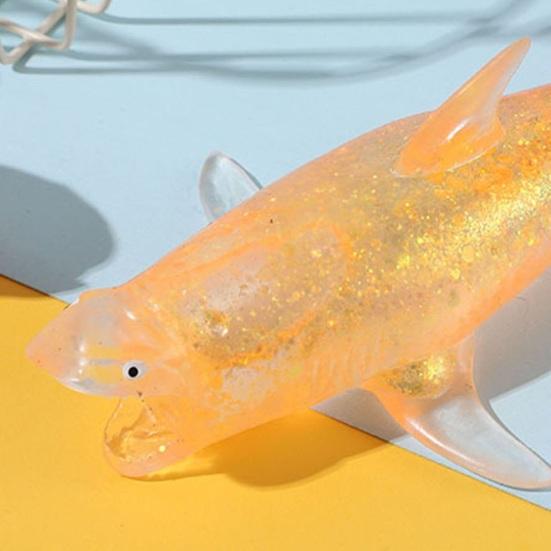 Glitzer-Hai-Quetschspielzeug Langsamer Rückprall Stressabbau Klares Meerestier Sensorisches Spielzeug