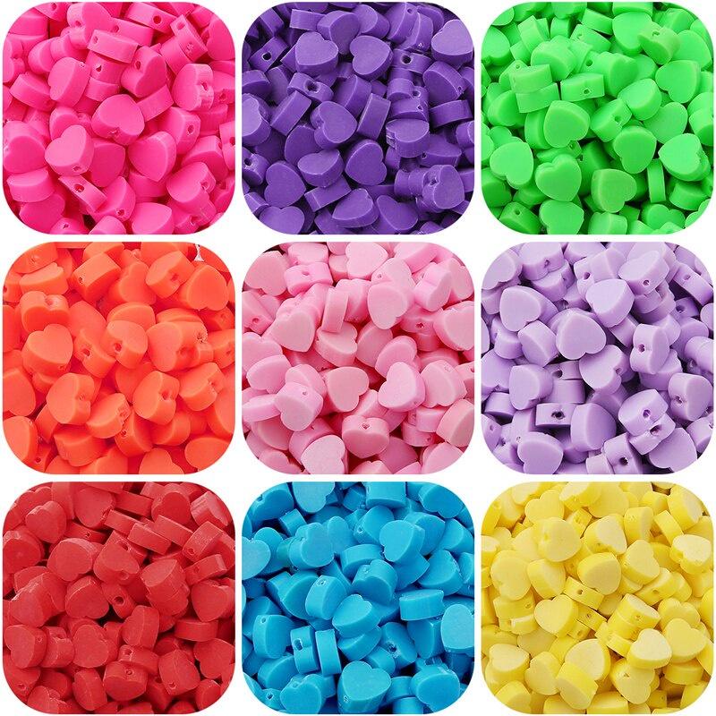 30 ks Love Heart Beads Polymer Clay Distanční korálky pro výrobu šperků Náhrdelník DIY