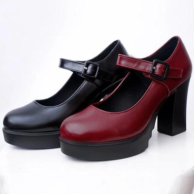 2024 Women's Shoes On Sale Heels Women Platform Pumps Spring Summer Shallow Mouth Buckle Strap Shoes Round Toe Shoes for Women