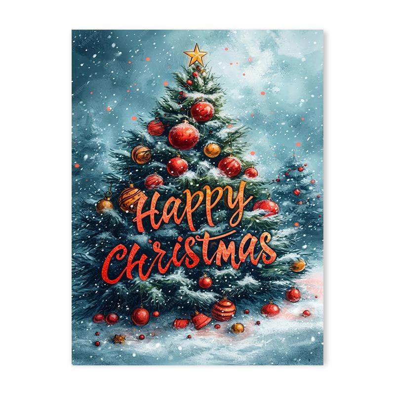 Red Truck Christmas Tree Holiday Decoration Poster Winter Santa Claus Snow Scene Canvas Painting Living Room Wall Art Home Decor