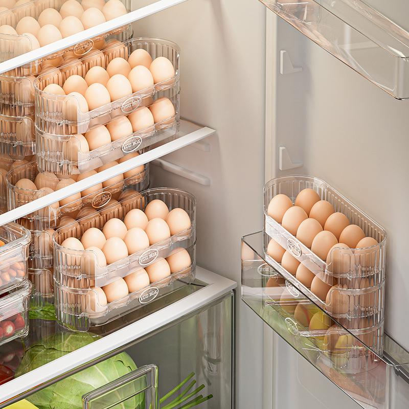 Stackable Egg Storage Box, Refrigerator Side Door Egg Trough, Fresh-keeping Box, Kitchen Organizing Egg Tray, A Magic Tool