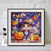 DIY Diamond Art Painting Kit Cute Halloween Witch Cat Pumpkin Pattern Full Drill Canvas Creative Handmade Craft Gift for Adults