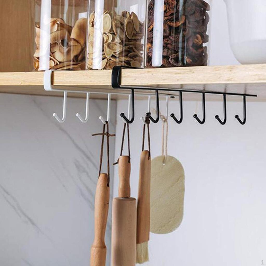 2 Coffee Cup Holders with Hooks, Hanging Rack, Iron under-Cabinet Organizer for Kitchen