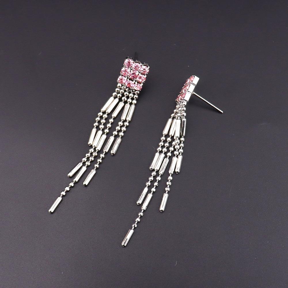 

Diamond-Encrusted Flower Water Drop Fringed Earrings Exaggerated Earrings Light Luxury High-End Earrings Female E86