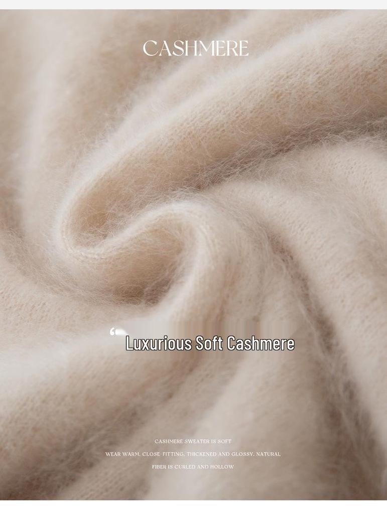 Women's Cashmere V-Neck Pullover, Loose Brushed Knit, Autumn/Winter 2025, All-Color Base Layer Sweater