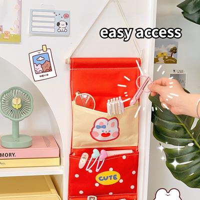 Niedliche Aufbewahrungstasche Kreativer Wandbehang 3 Taschen Organizer Kawaii Wandmontierte Aufbewahrungstasche Cartoon Türhängetasche