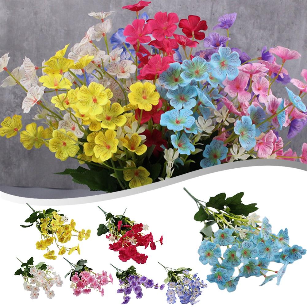 1 Bundle Artificial Flowers Violet Bouquet Outdoor Fake Flowers Plastic Plants Garden Porch Home Wedding Decoration 40Cm 7 Color