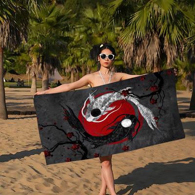 Chinese Tai Chi Bagua Yin Yang Anime Beach Swimming Towel Soft Absorbent Washcloth Children's Gifts for Kids Travel Camping Gym