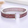 Women's Luxury Big Bracelet Natural Red Garnet Black Spinel Sky Blue Topaz Real Gemstones 925 Sterling Silver Fine Jewelry