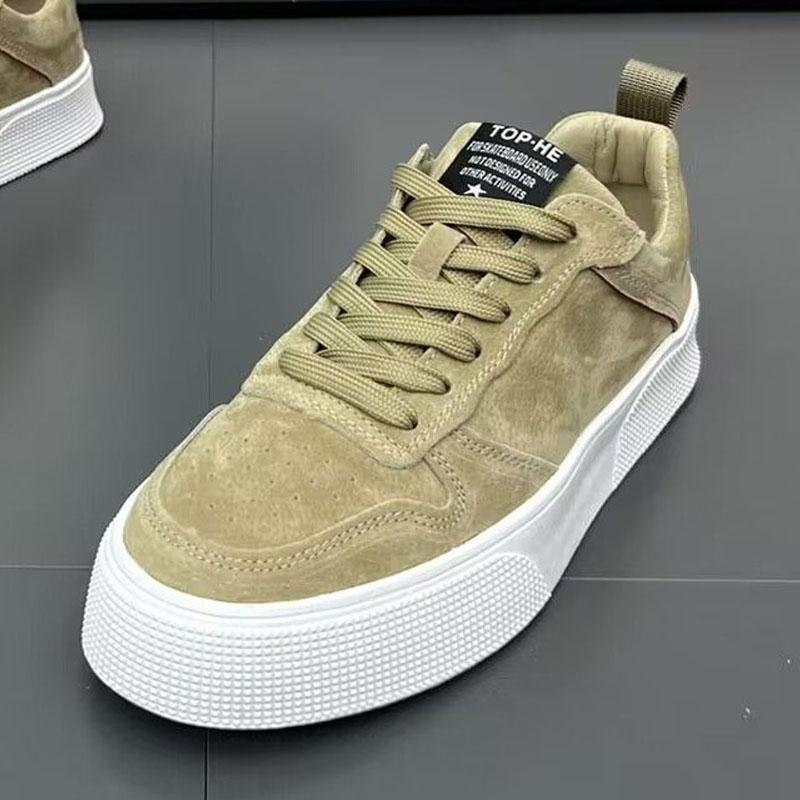 

Чоловічі кросівки на платформі, повсякденні замшеві кросівки, спортивні на відкритому повітрі, нековзні, для ходьби, бігу, плоскі шнурівки, скейтбординг, взуття 44 хакі