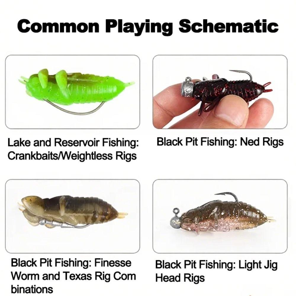 6Pcs Realistic Bionic Worm Lure Anti-hook snag Floating Bait Premium Soft Fishing Lure  Bass