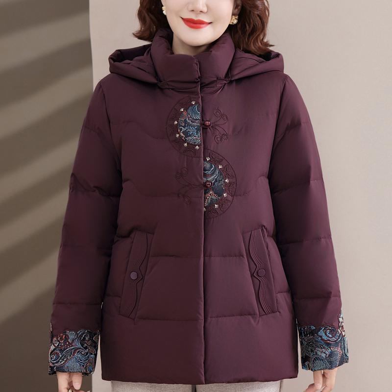 

Зимние пуховики для женщин среднего возраста больших размеров с капюшоном, толстые, теплые, с вышивкой, женская верхняя одежда 6XL