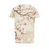 Damers Modeabla Lediga Plisserade Rundhalsrandiga Blomtryckta Kortärmade T-shirttopp