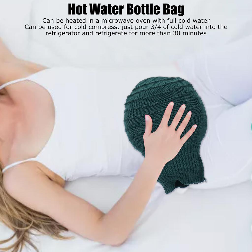 Hot Water Bottle Bag Explosionproof Silicone Hot Water Bottle with Knit Cover for Family Life 245ml