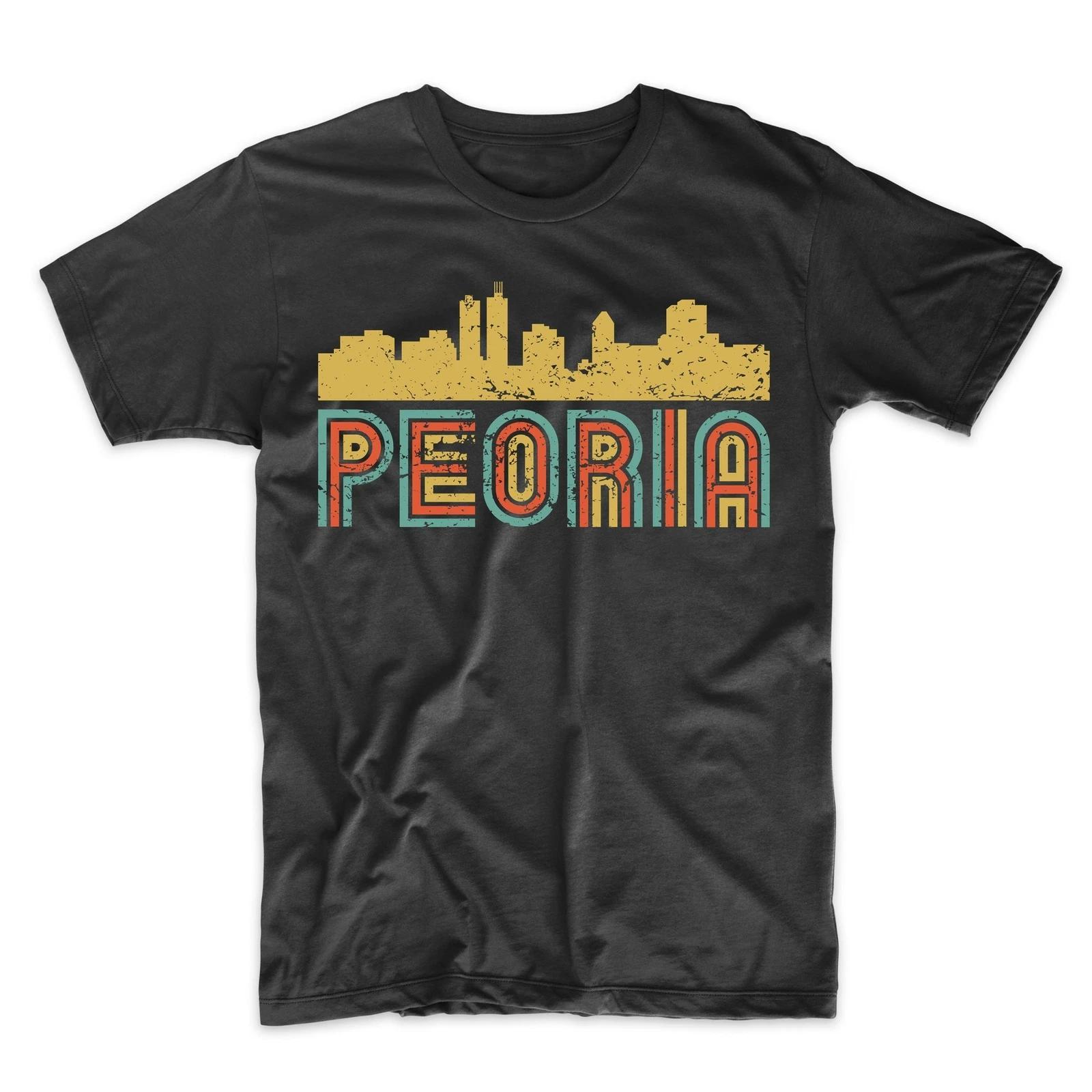 Men s Peoria Shirt - Retro Vintage Style Peoria Illinois Skyline T-Shirt M