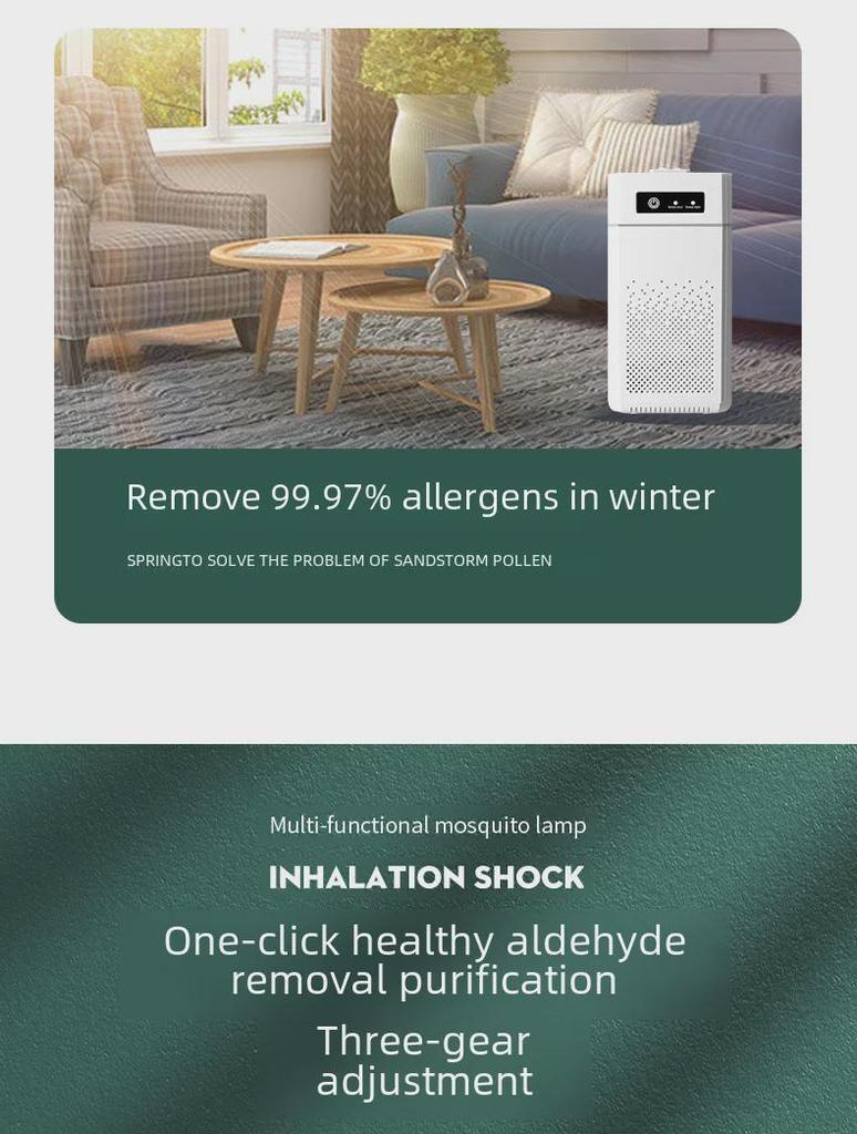 Mini Skrivebordsluftrenser med Negativ Ionteknologi for Hjem og Kontor, Fjerner Formaldehyd
